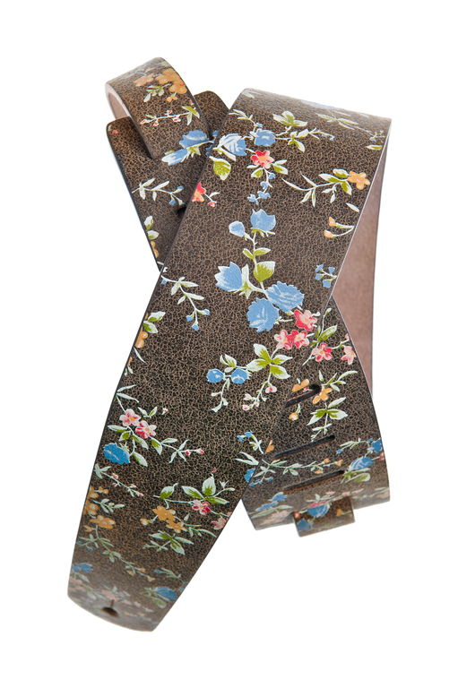25DFL-02 Distressed Кожаный ремень для гитары, рисунок «Brown Flowers», Planet Waves