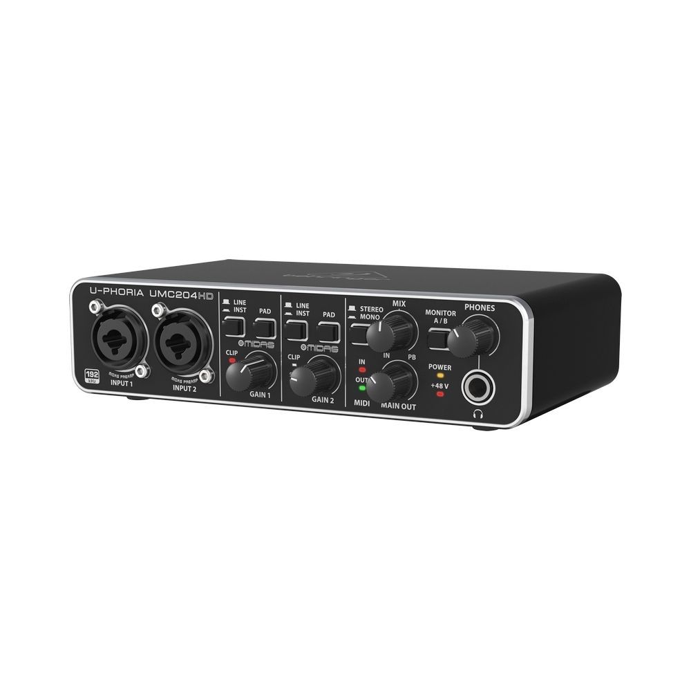 BEHRINGER UMC204HD - аудиоинтерфейс USB, 2входа, 4 выхода, микр. предусилители MIDAS, 24-Bit/192 kHz