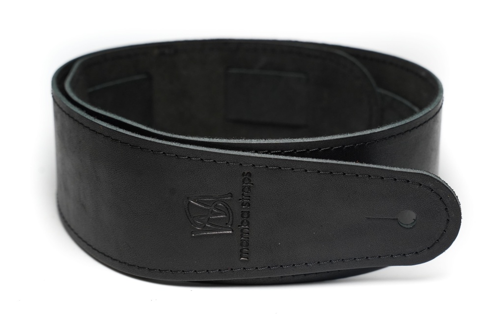 MB6061-112-2 Ремень для гитары, кожаный, черный, Mamba straps