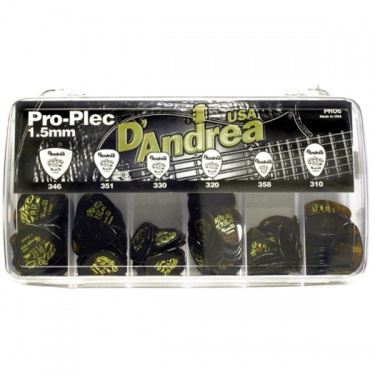 PRO6 PRO PLEC Коробка медиаторов, 144шт, толщина 1.5мм, 6 форм, D'Andrea