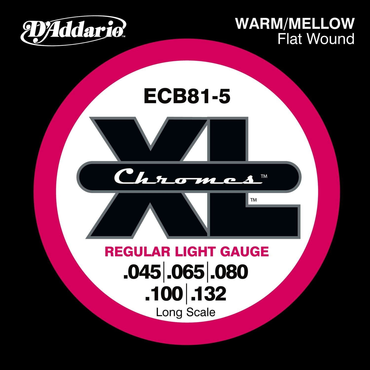 D'ADDARIO ECB81-5 - струны для 5 стр. БАС-гит. Soft, хром, плоск.оплётка, 45-132