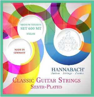 600MT Silver-Plated Green Комплект струн для классической гитары, среднее натяжение, Hannabach
