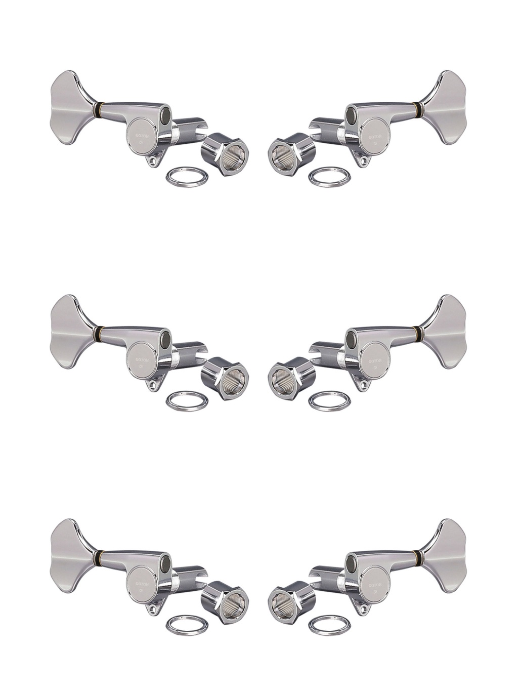 GB707-C-L3+R3 Колки для бас-гитары 3+3, хром, Gotoh