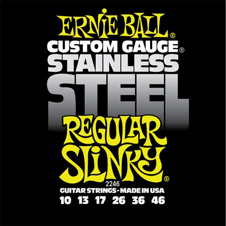 P02246 Regular Slinky Steel Комплект струн для электрогитары, сталь, 10-46, Ernie Ball