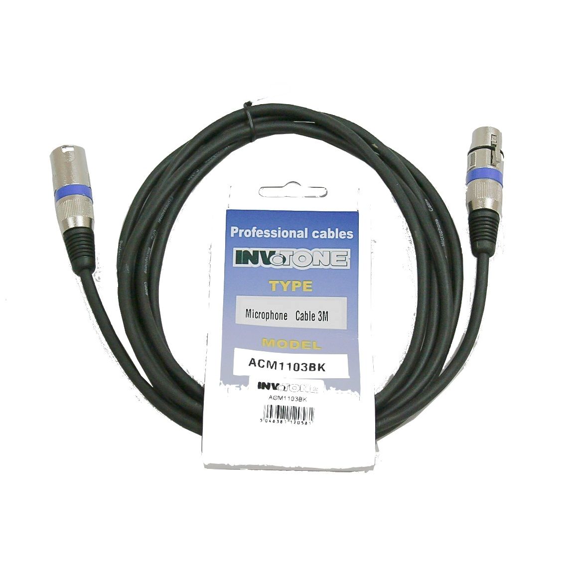 INVOTONE ACM1105 BK - микрофонный кабель, XLR(папа) <-> XLR(мама), длина 5 м (черный)