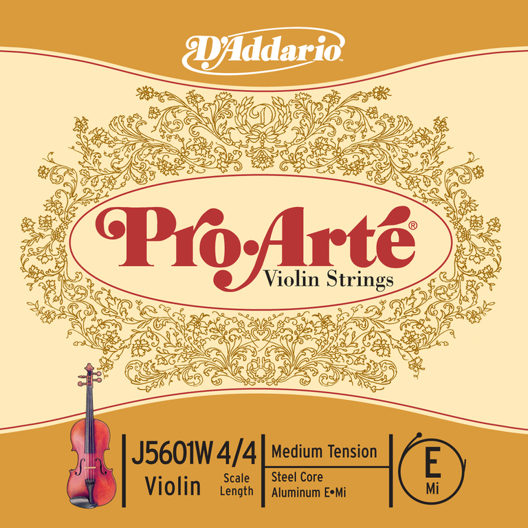 J5601W-4/4M Pro-Arte Отдельная струна Е/Ми для скрипки размером 4/4, среднее натяжение, D'Addario