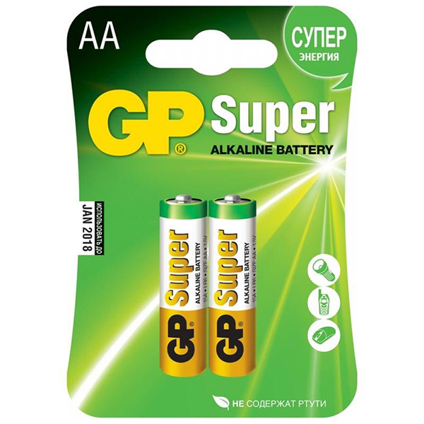 GP15A-2CR2 Super Alkaline Элемент питания АА алкалиновый, 2шт, GP