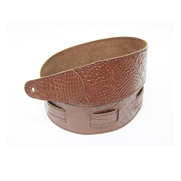 FL660357L11 Leather 11 Ремень для гитары, кожаный, красный кедр, тиснение рептилия, Fidel