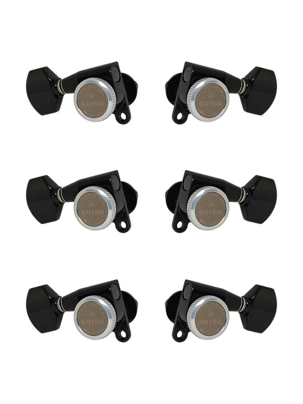 SG360-MGT-07-B-L3+R3 Колки для гитары 3+3, локовые, черные, Gotoh