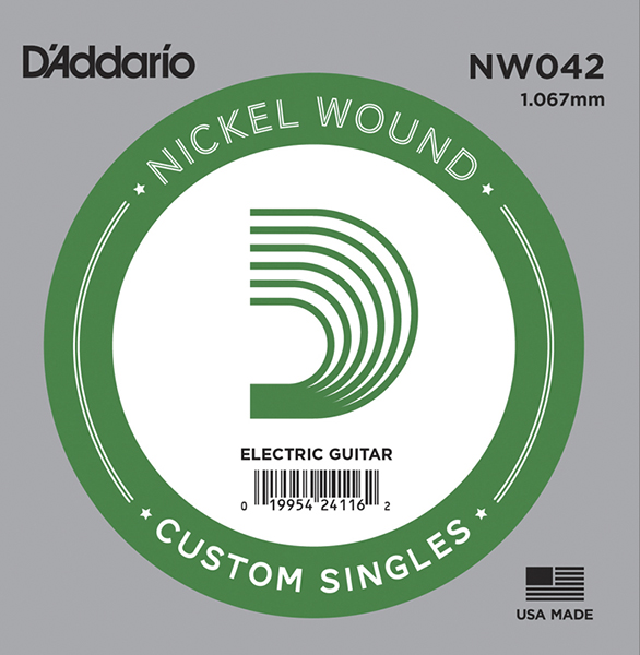 NW042 Nickel Wound Отдельная струна для электрогитары, .042, D'Addario