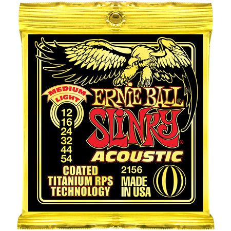 P02156 Slinky Coated Medium Light Комплект струн для акустической гитары, 12-54, Ernie Ball