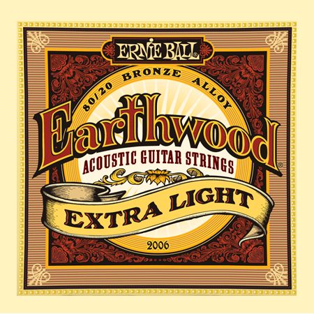 P02006 Earthwood Extra Light Комплект струн для акустической гитары, бронза, 10-50, Ernie Ball