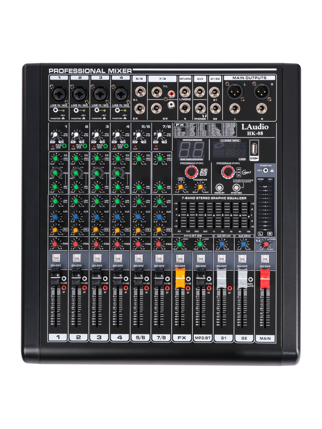 HK-08 Микшерный пульт, 8 каналов, серия PRO, LAudio