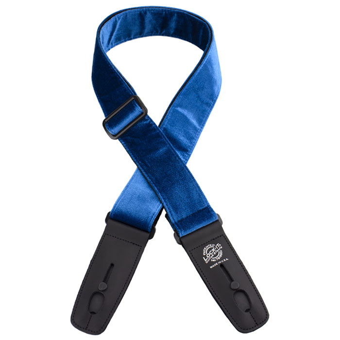 LIS-020-CV2-BLU Ремень для гитары с блокировкой, бархат, синий, Lock-It Straps, D'Andrea