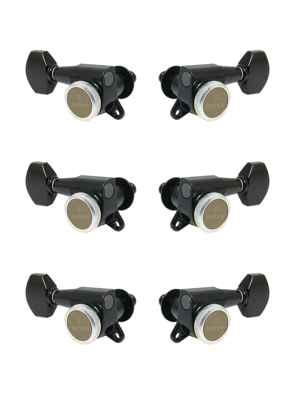 SG381-MGT-07-B-L3+R3 Колки для гитары 3+3, локовые, черные, Gotoh
