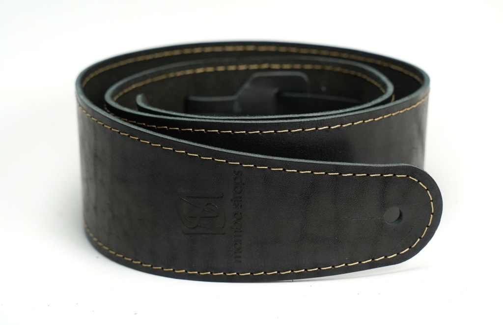 MB6061-112-1 Ремень для гитары, кожаный, черный, Mamba straps