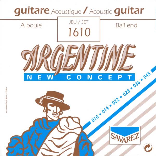 1610 Argentine Комплект струн для акустической джаз гитары, Extra Light, шарик, 10-45, Savarez