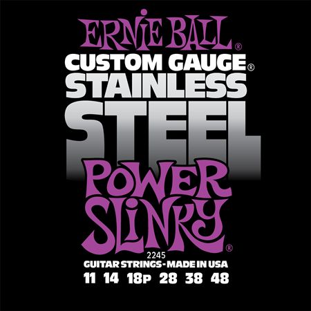P02245 Power Slinky Steel Комплект струн для электрогитары, сталь, 11-48, Ernie Ball