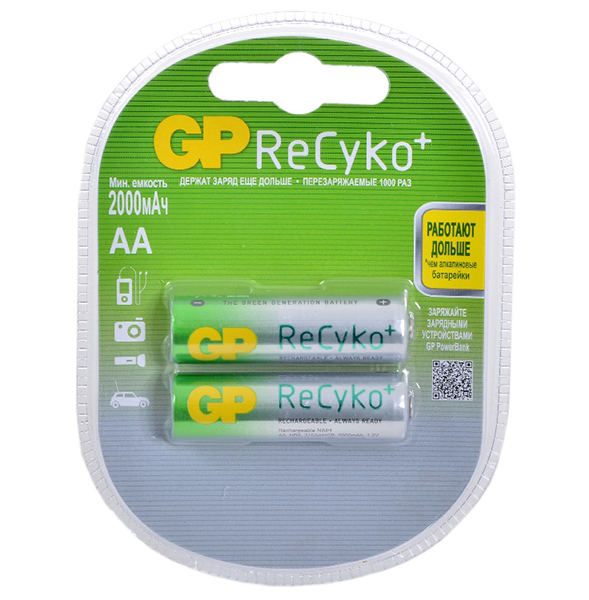 GP210AAHCB-UC2 ReCyko Аккумуляторный элемент питания АА, Ni-MH, 2000, 2шт, GP