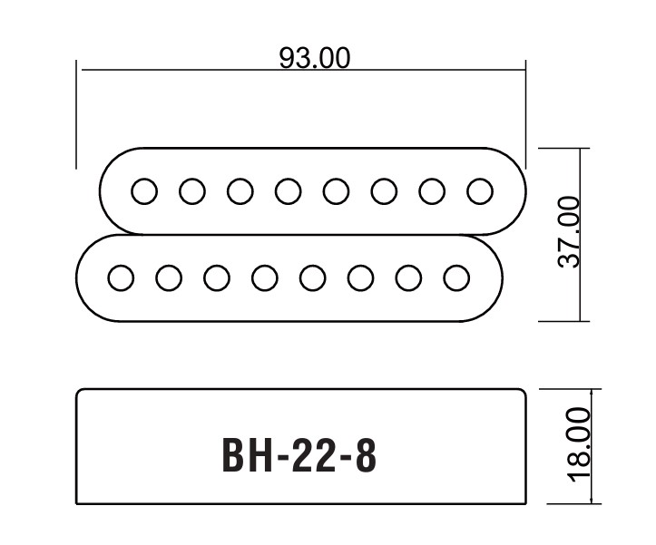 BH-22-8-A-WH-N Звукосниматель магнитный для 8-струнной гитары, хамбакер, нековый, белый, Belcat