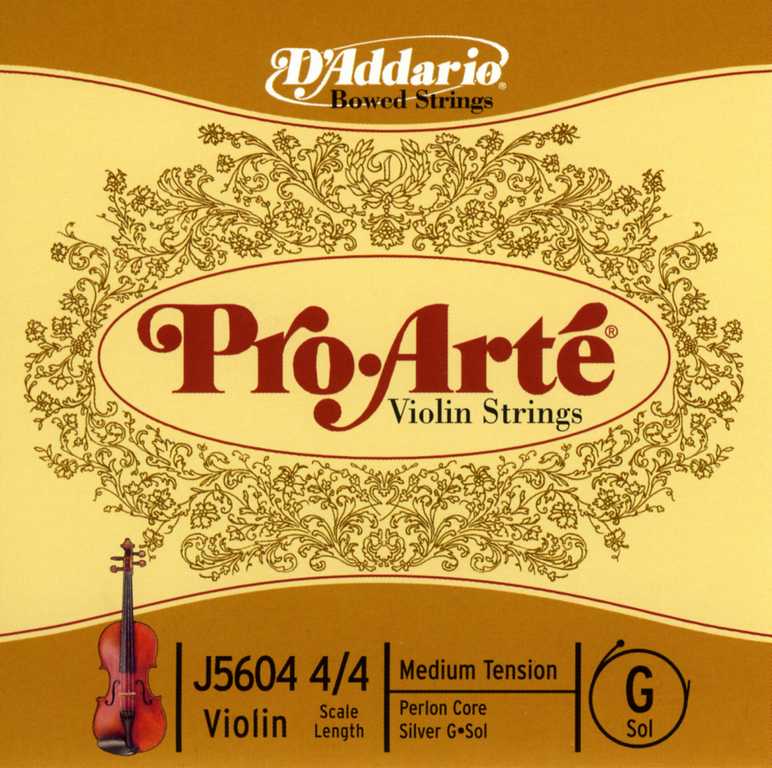 J5604-4/4M-B10 Pro-Arte Отельная струна G/Соль для скрипки размером 4/4, ср. натяж, 10шт, D'Addario
