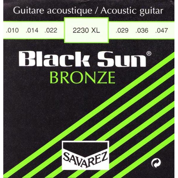 2230XL Black Sun Комплект струн для акустической гитары, бронза, Extra Light, 10-47, Savarez