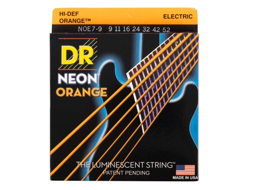 NOE7-9 Neon Orange Комплект струн для 7-струнной электрогитары, никелированные,с покрытием, 9-52, DR