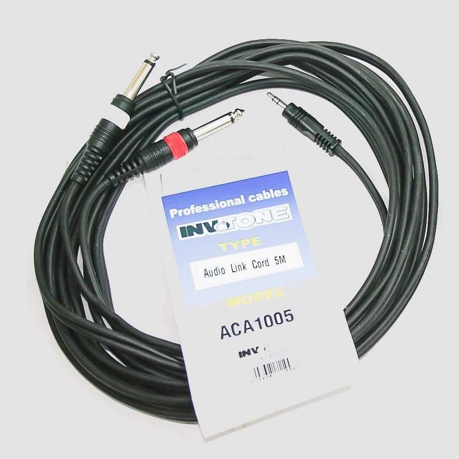 INVOTONE ACA1005 - аудио кабель, 3,5 джек стерео <-> 2 x 6,3 джек моно длина 5 м
