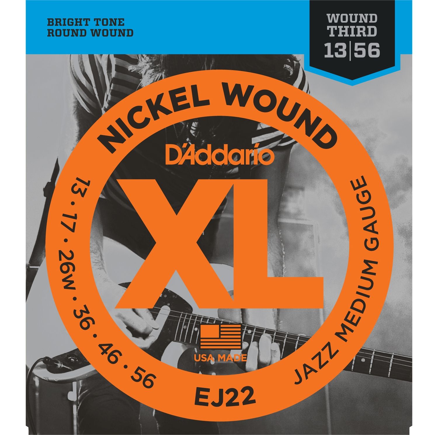 D'ADDARIO EJ22 - струны для электрогитары, Jazz Medium, 13-56