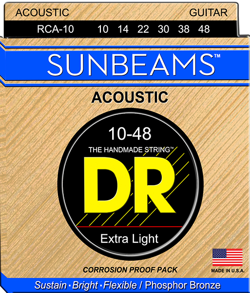 RCA-10 SunBeams Комплект струн для акустической гитары, 10-48, DR