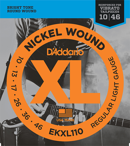 EKXL110 Nickel Wound Комплект струн для электрогитары, Regular Light, усиленные, 10-46, D'Addario