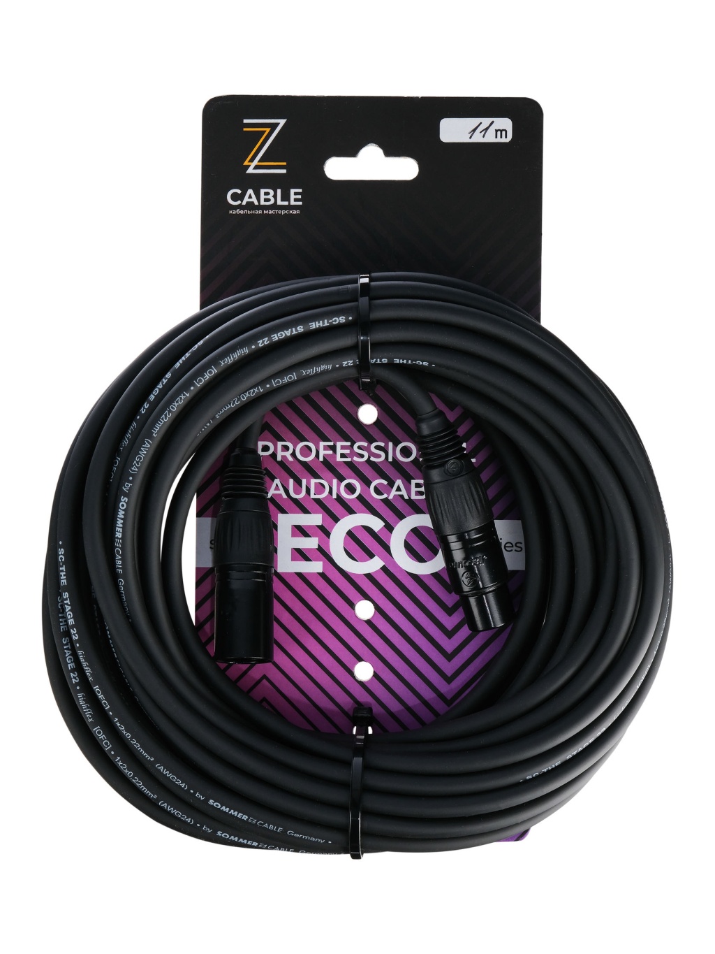 E1-XLR-M-F-1100-0 Кабель микрофонный 11м, ZZcable