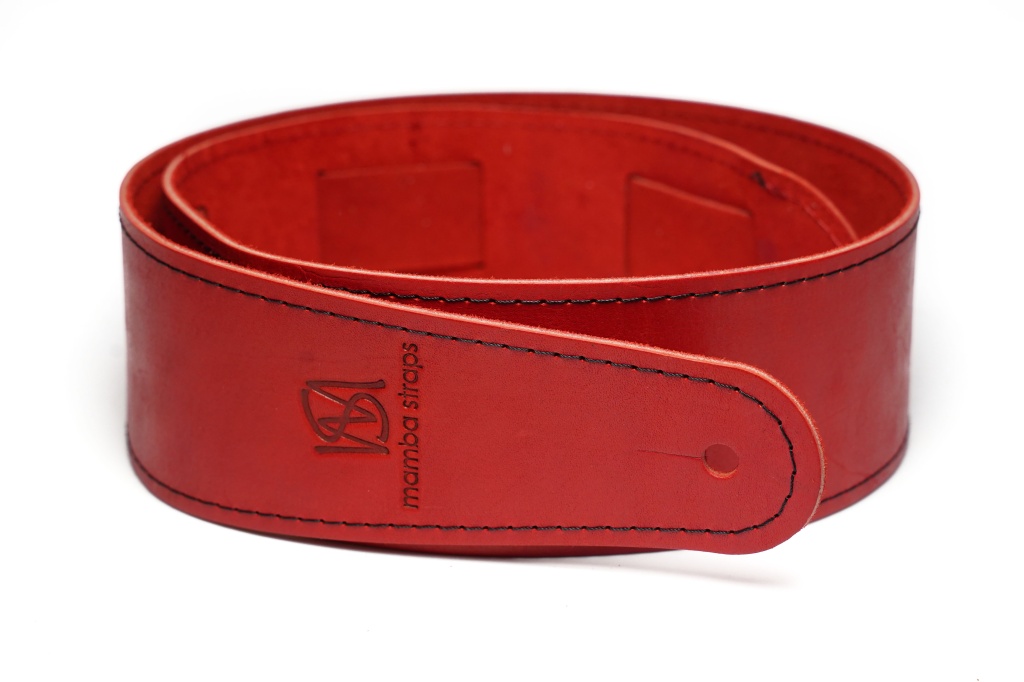 MB6061-117-2 Ремень для гитары, кожаный, красный, Mamba straps