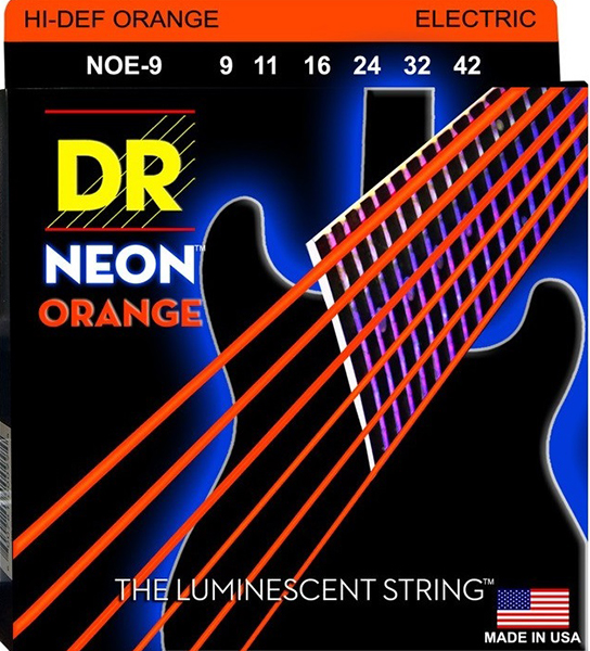 NOE-9 Neon Orange Комплект струн для электрогитары, никелированные, с покрытием, 9-42, DR