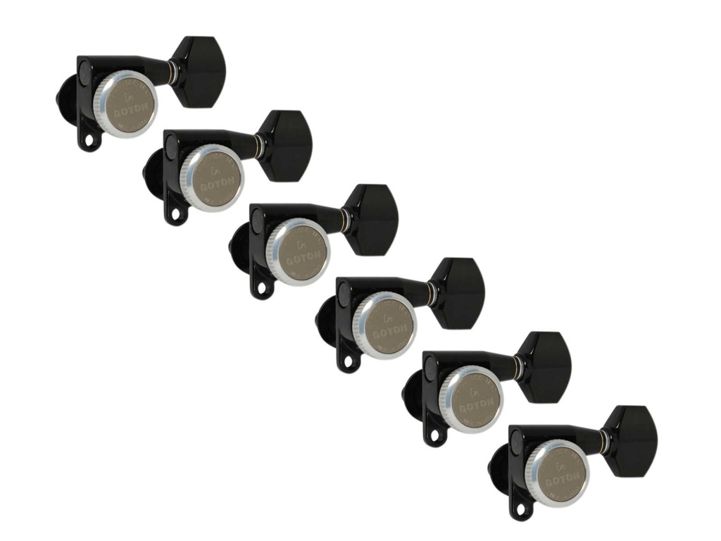 SG360-MGT-07-B-L6 Колки для гитары 6л, локовые, черные, Gotoh