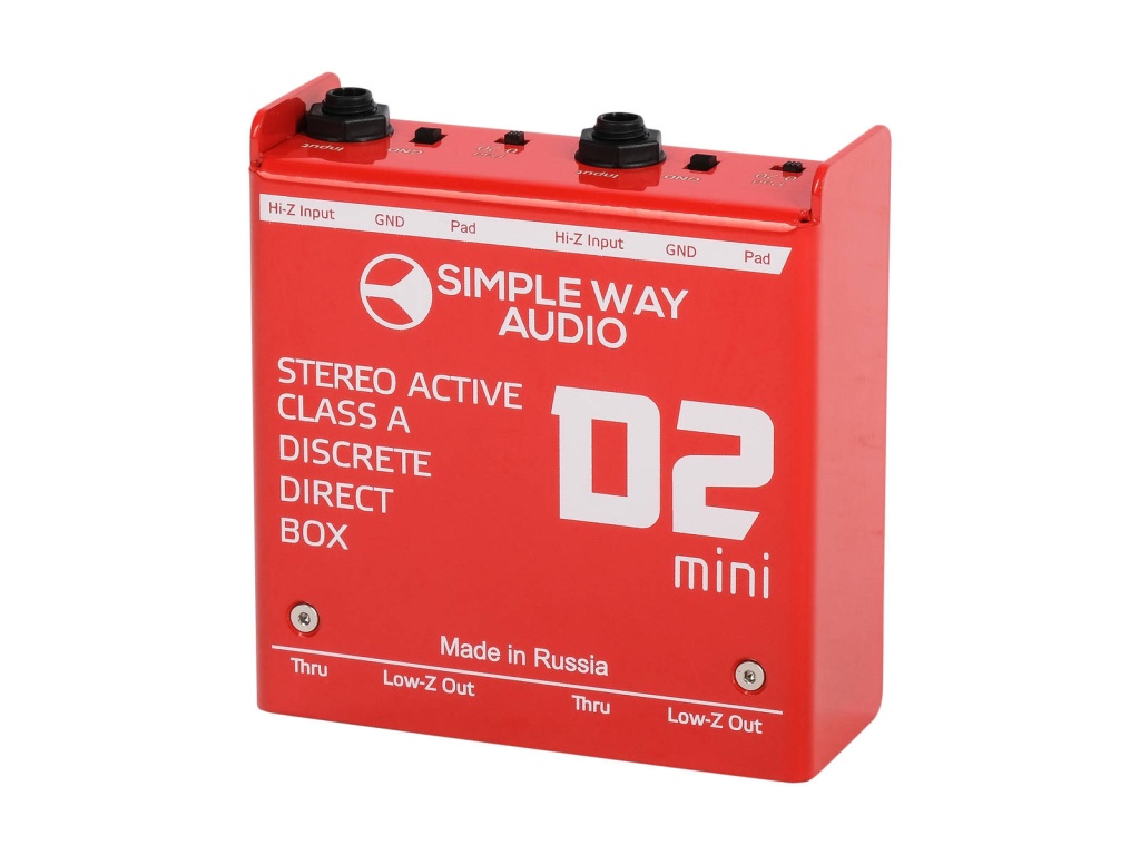 D2mini D.I. Box Дибокс, преобразователь сигнала для гитары, активный, стерео, Simpleway Audio