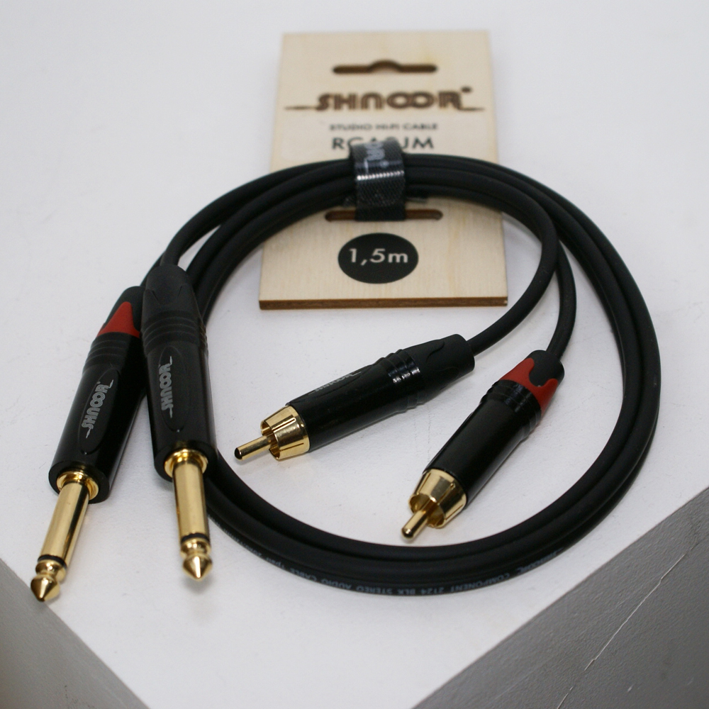 RCA2JM-15m Компонентный кабель 2хRCA - 2х6,3мм моно Jack, 15м, SHNOOR