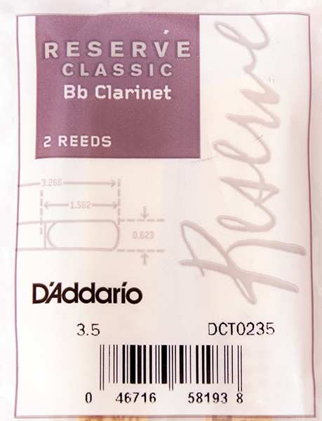 DCT0235 Reserve Classic Трости для кларнета Bb, размер 3.5, 2шт., Rico