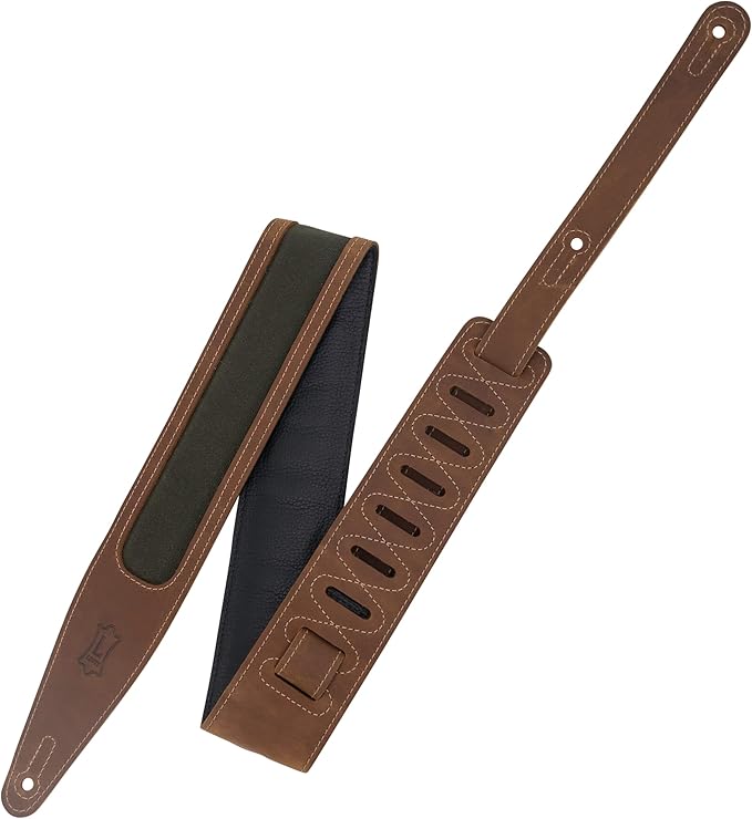 M317TRI-BRN-GRN Voyager Pro Series Ремень для гитары, кожаный, коричневый/зеленый, Levy's