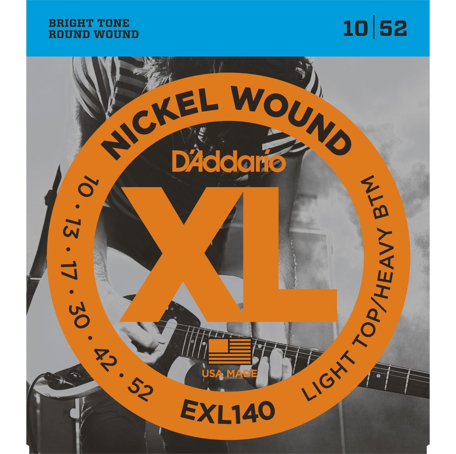 D'ADDARIO EXL140 - струны для электрогитары, Light/Heavy, никель, 10-52