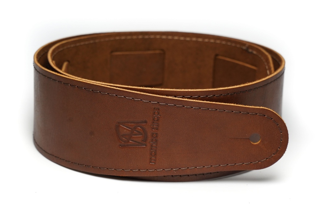 MB6061-116-3 Ремень для гитары, кожаный, коньяк, Mamba straps