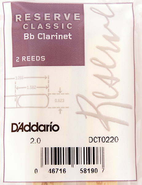 DCT0220 Reserve Classic Трости для кларнета Bb, размер 2.0, 2шт., Rico