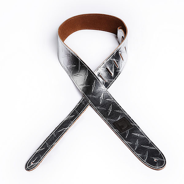 20LDP00 Diamond Plate Кожаный ремень для гитары, серебристый, тиснение, Planet Waves