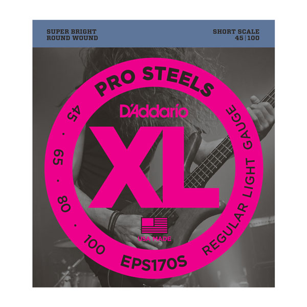 EPS170S ProSteels Комплект струн для бас-гитары, Light, 45-100, Short Scale, D'Addario