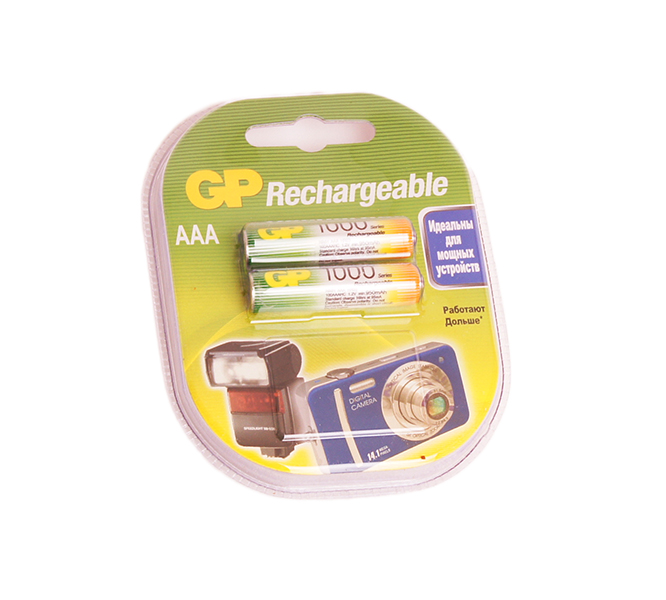 GP100AAAHC-2DECRC2 Аккумуляторный элемент питания АAА, Ni-MH, 1000mAh, 2шт, GP