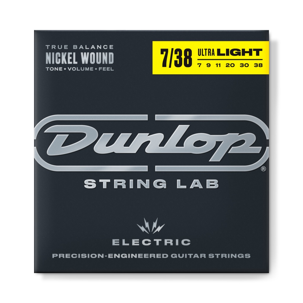 DEN0738 Комплект струн для электрогитары, никелированные, Ultra Light, 7-38, Dunlop