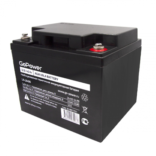 00-00017021 LA-12400 Аккумулятор cвинцово-кислотный 12В, GoPower