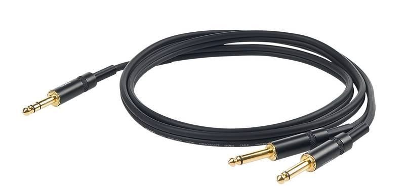 PROEL CHLP210LU3 - инсертый кабель, 6.3 джек стерео <-> 2 х 6.3 джек моно, длина - 3м