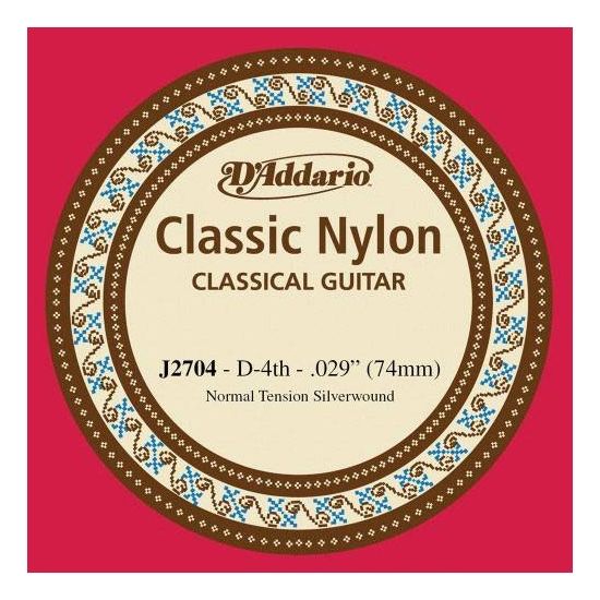 D'ADDARIO J2704 - струна 4-я для классической гитары с обмоткой из посеребренной меди