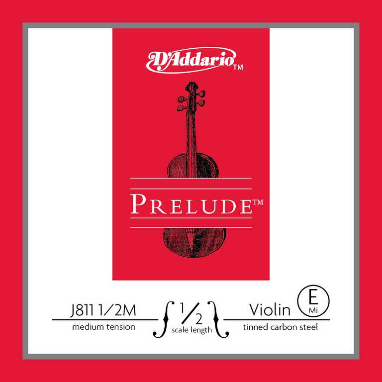 J811-1/2M-B10 Prelude Отдельная струна Е/Ми для скрипок размером 1/2, ср. натяжение, 10шт, D'Addario
